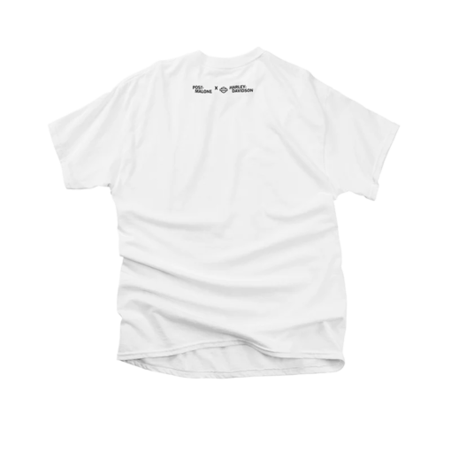 POST MALONE X H-D FLAMING BAR & SHIELD WHITE TEE