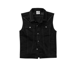 POST MALONE x H-D STUDDED HORSEPOWER SLIM FIT DENIM VEST FRONT